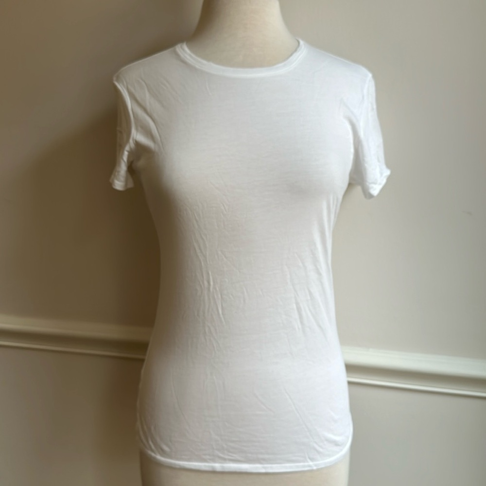 Adam Lippes White Short Sleeve Crewneck Tee